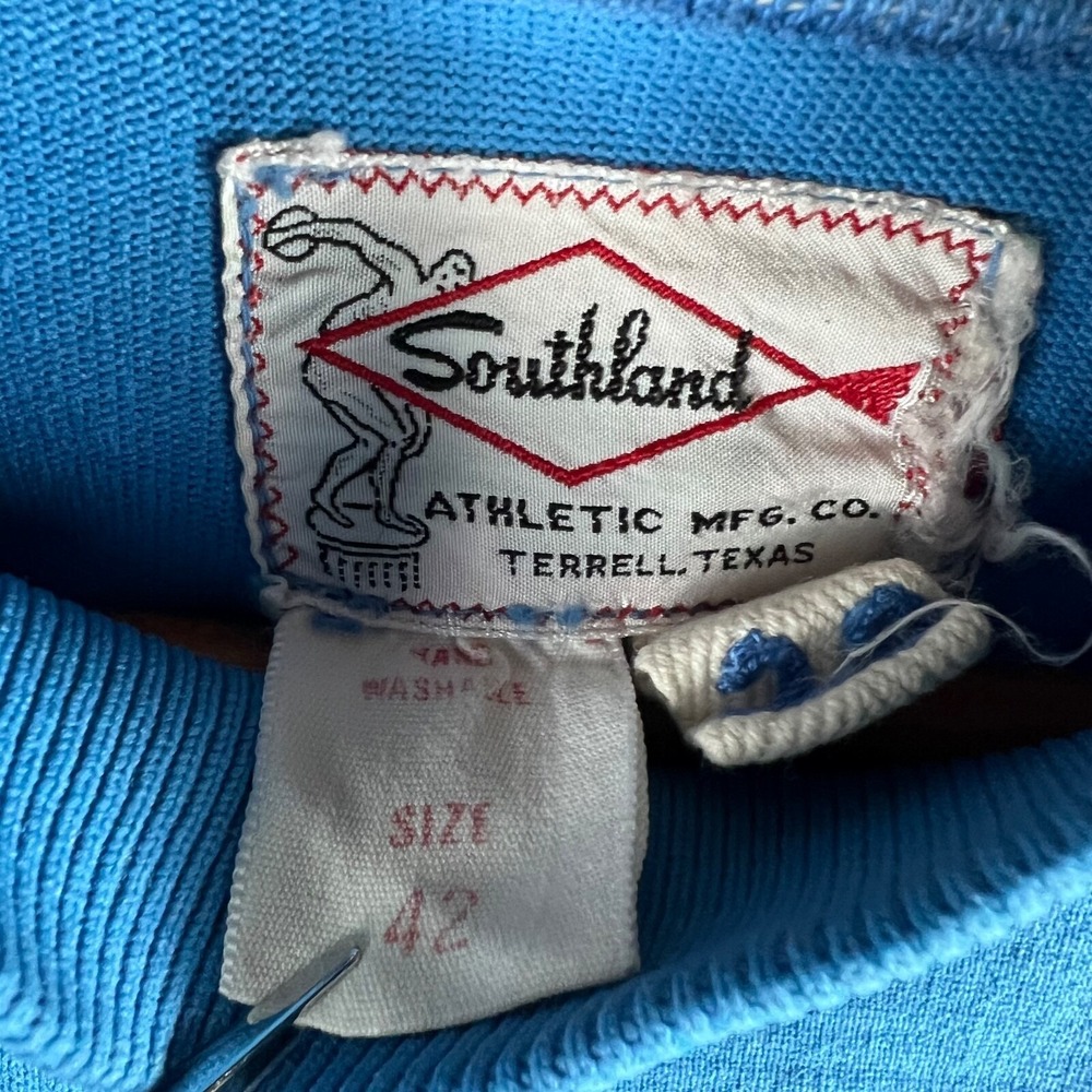 Vintage Southland Athletic Oakies Jersey Shirt Blue Tag Sz 42 Made in USA - Picture 10 of 13